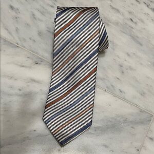 Ermenegildo Zegna Diagonal Striped Tie in Blue and Orange